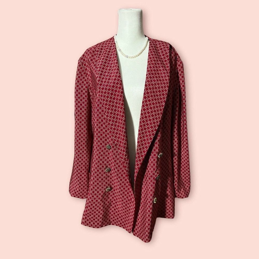 Vintage Leslie Fay Dresses Red Button Blazer Size 16